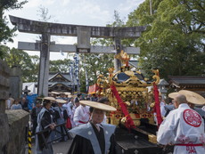 例大祭：石鳥居から神輿が出立